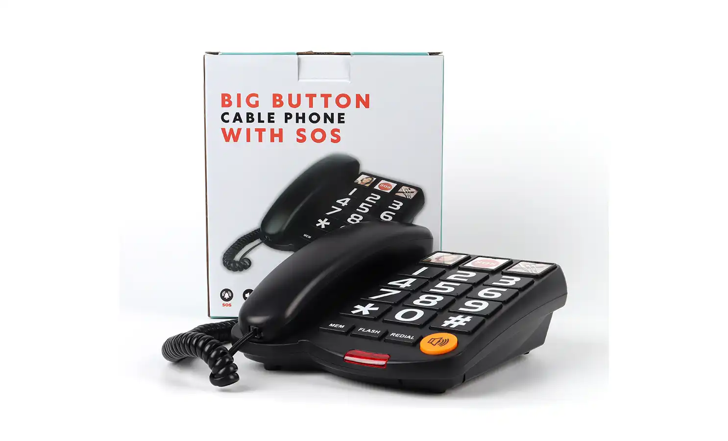 What makes the big button telephone suitable for office use?
